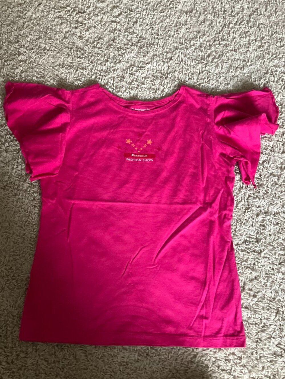 american girl fashion show t-shirt with flutter sleeves for girls. Size:l (14-16